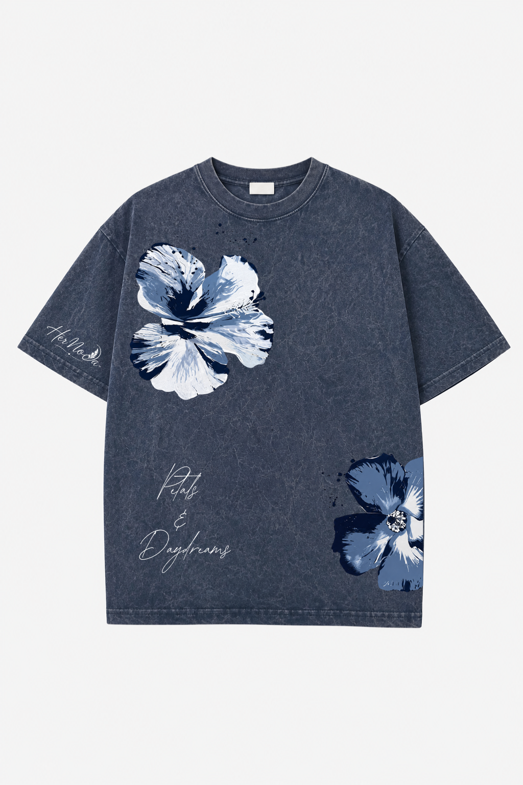 PATELS & DAYDREAMS ACID WASH TEE - DARK BLUE