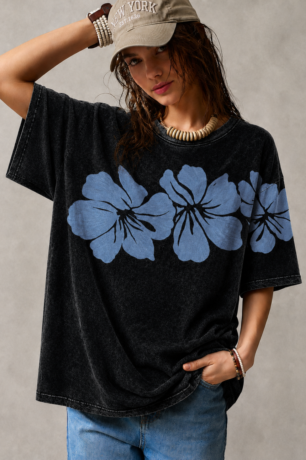 LUNAR PATEL FADED TEE - SMOKY BLACK