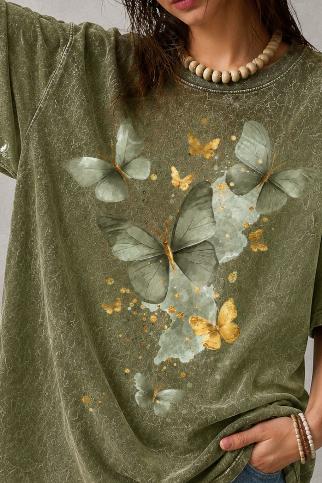 MEDOWS ACID WASH TEE - OLIVE
