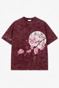 CHERRY BLOSSOM ECLIPSE ACID WASH TEE - MAROON