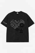 THE MISSING HEART ACID WASH TEE - SMOKY BLACK