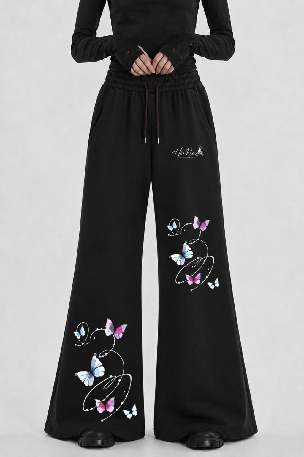 DREAM GLOW FLARE HEM TROUSER - BLACK