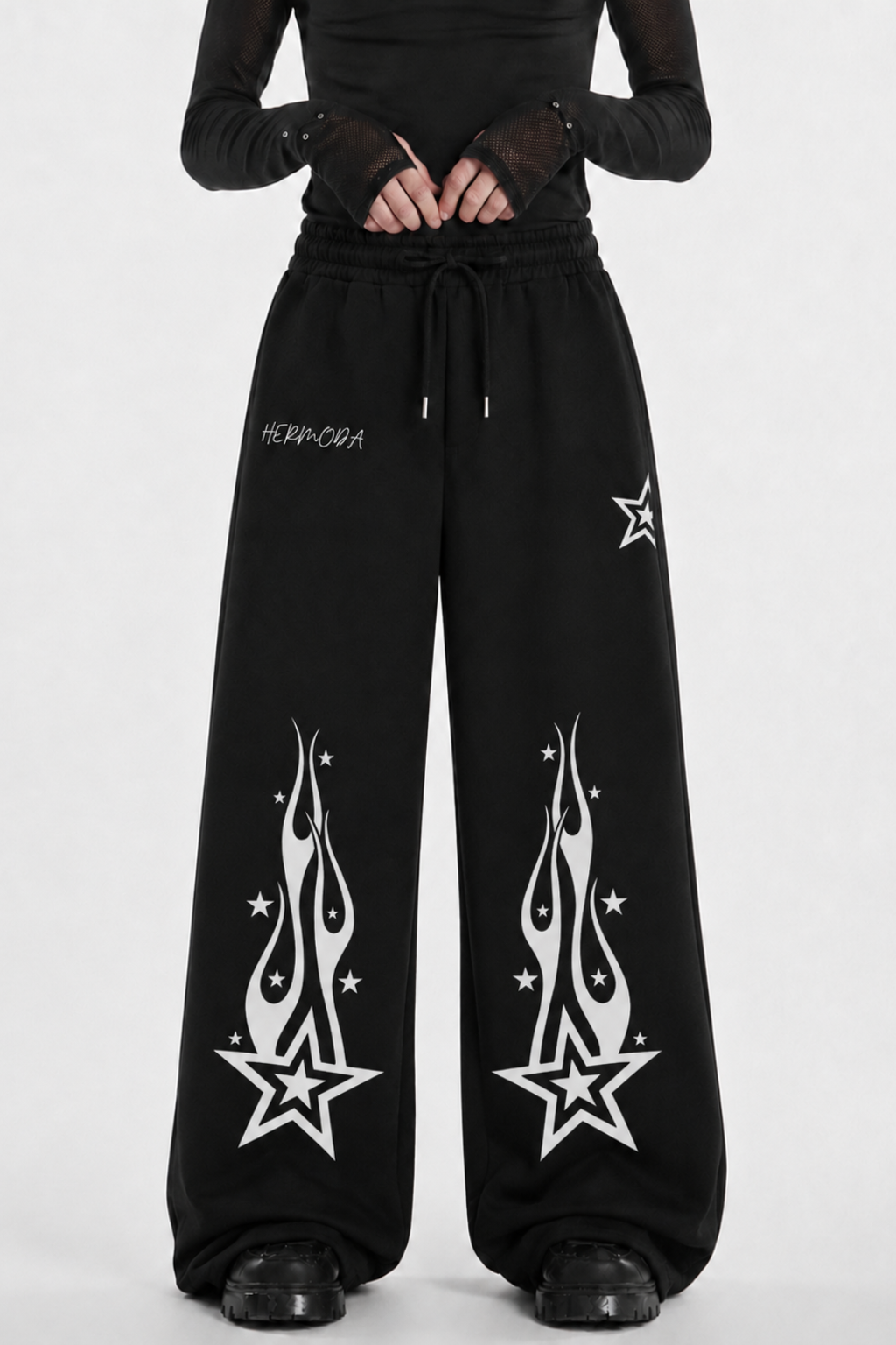 STAR BURST BAGGY TROUSER - BLACK